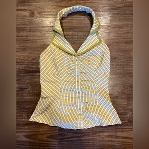 Suzy Shier Green and White Striped Tank Top size medium